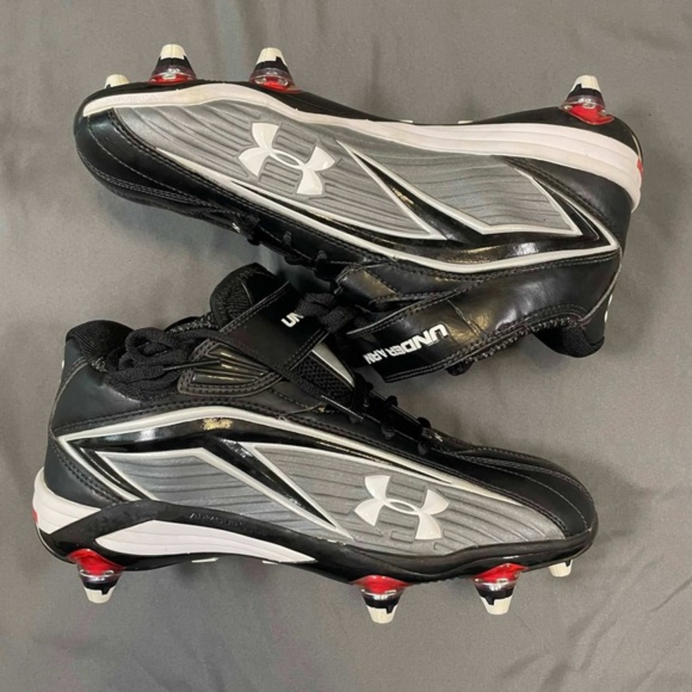 Under Armour FootSleeve Football Cleats Mens 9.5 Black Silver 1099077-011 - Picture 5 of 12